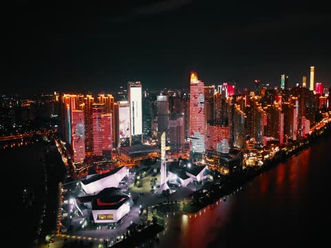 长沙北辰三角洲航拍 湖南湘江 长沙晚霞 长沙日落 长沙城市地标 长沙航拍 长沙三馆一厅 长沙沿江风光 城市夜景 灯光秀 夜晚 建筑夜景 城市灯光 长沙城市夜景