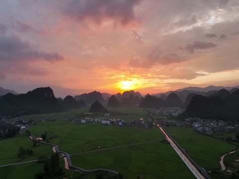 江永  乡村风景  日出时分 
